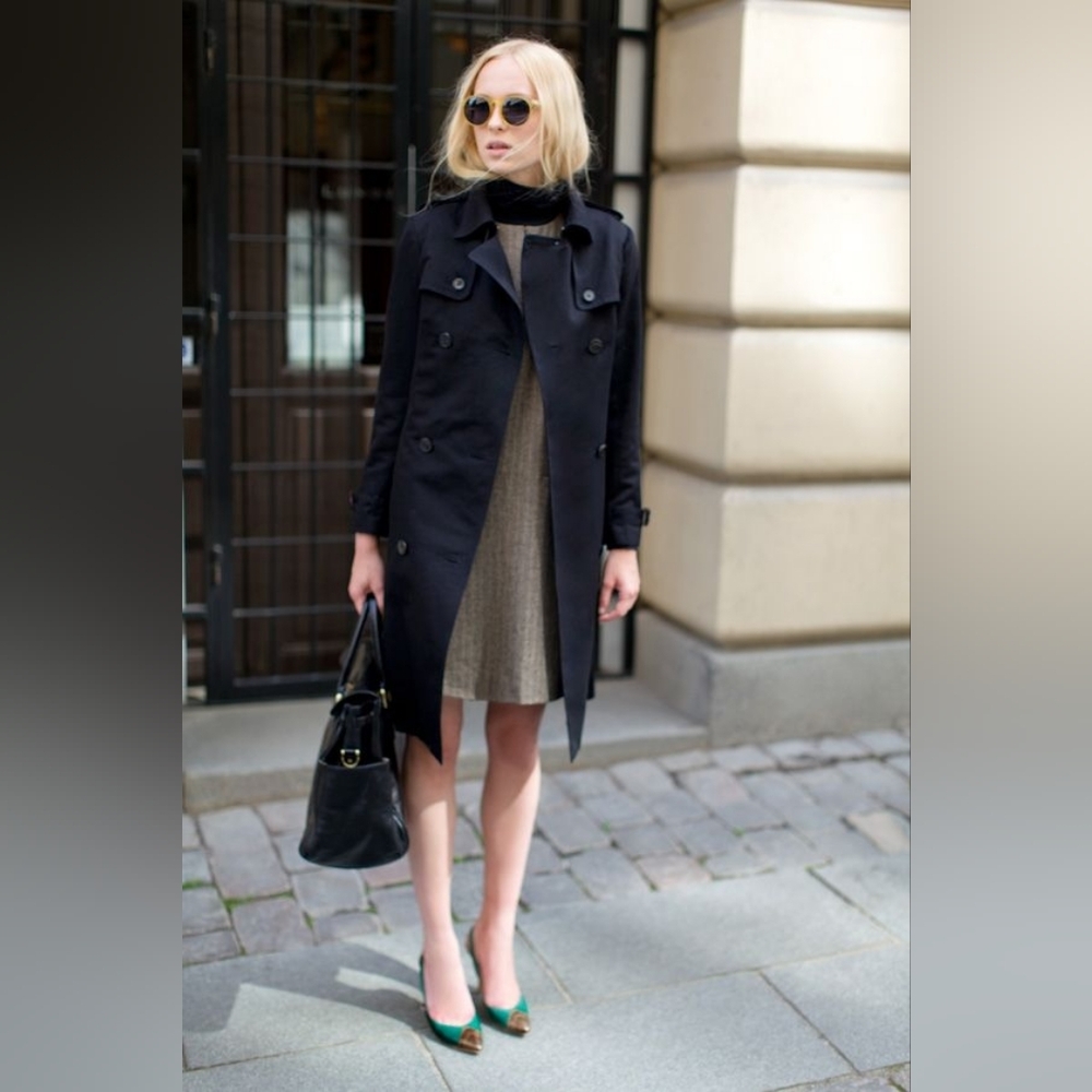 Emerson Fry Black Trench Coat Size 4